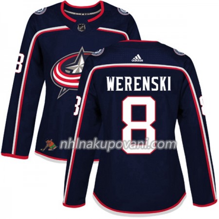 Columbus Blue Jackets Dresy Zach Werenski 8 Adidas 2017-2018 Modrá Authentic - Dámské